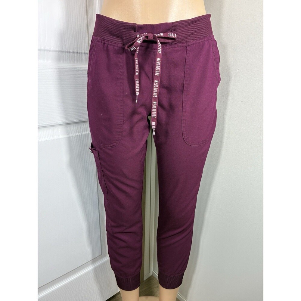 Med Couture Touch Womens Sz SP Scrub Jogger Pants Drawstring Purple Cargo